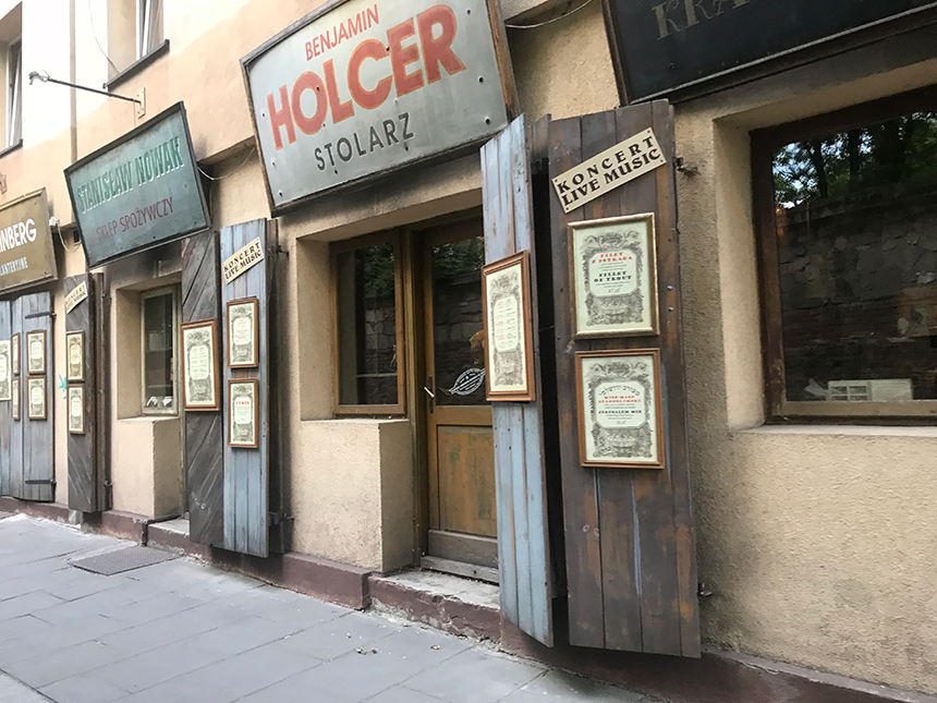 Original store front signage in Jewish part of downtown Krakow