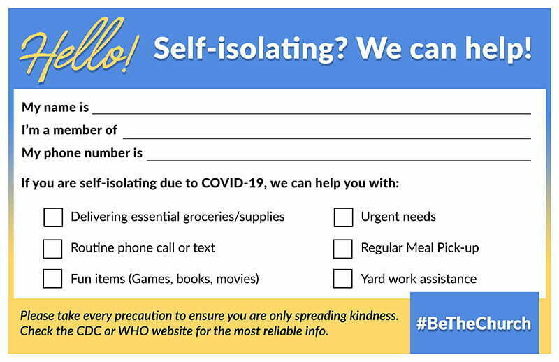 #BeTheChurch - Self-Isolation Neighbor Check